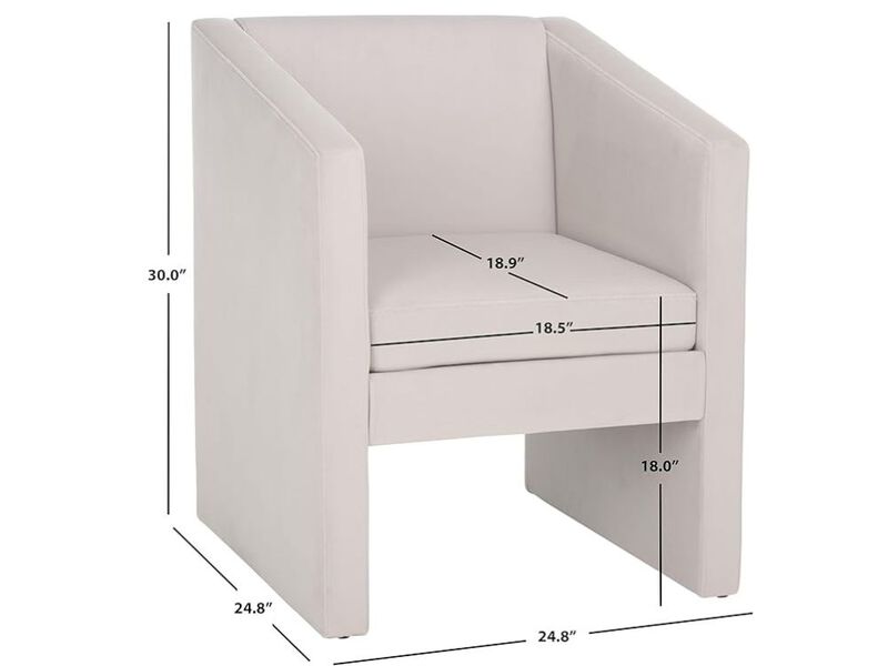 Accent Chair &ndash; Ylva Modern Armchair with Light Grey Velvet Upholstery & Wood Frame image number 2