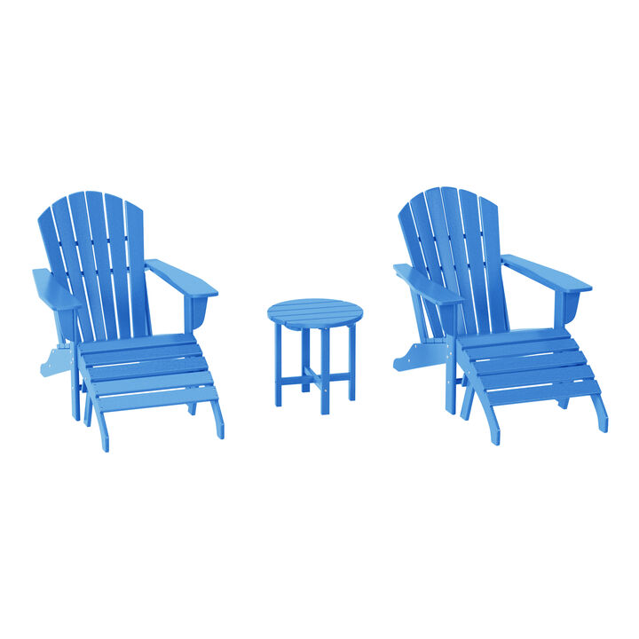 WestinTrends Outdoor Adirondack Chair With Ottoman And Side Table 5-Piece Set