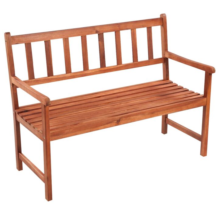 vidaXL Solid Acacia Wood Patio Bench with Light Oil Finish and Comfortable Cushion - 47.2 inch Retro Style Bench for Outdoor Spaces