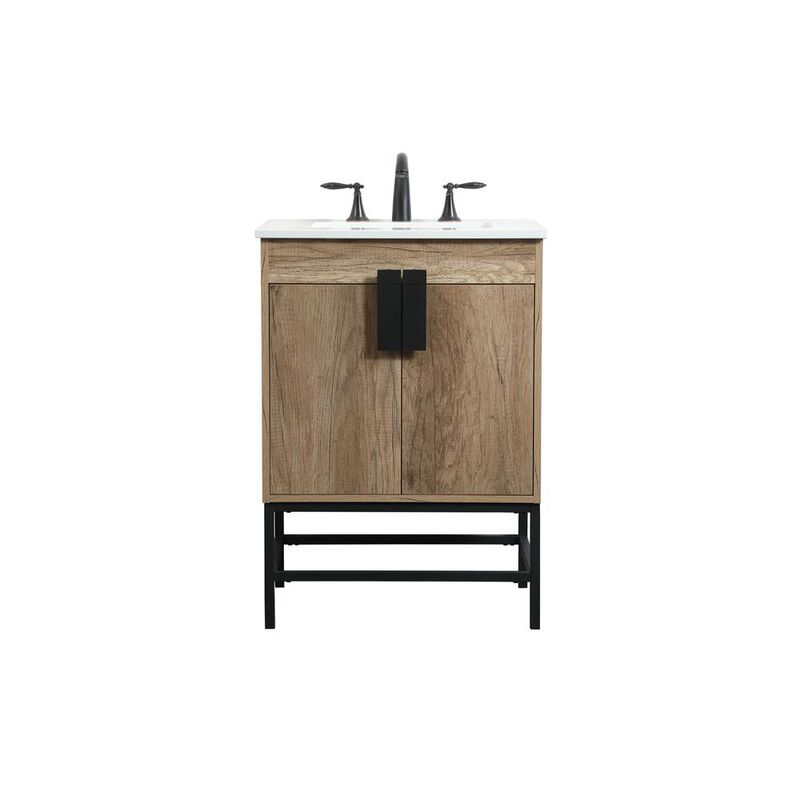 Elegant Kitchen and Bath 24 inch Single bathroom vanity in natural oak