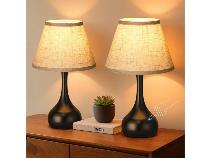 17&rdquo; Touch Table Lamps Set of 2, 3-Way Dimmable with Bulbs Included