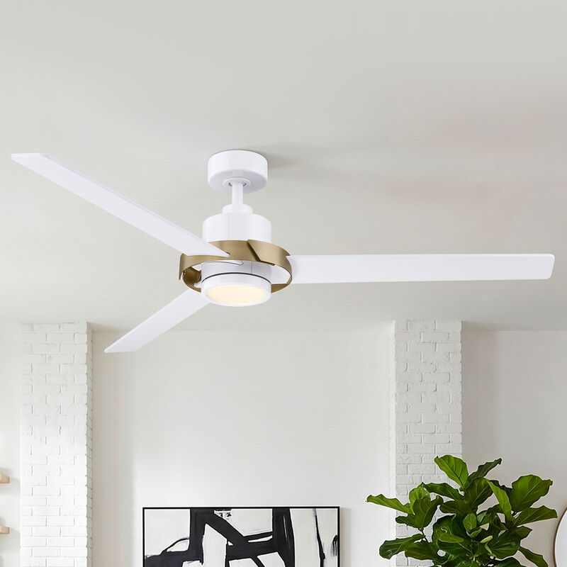 60" Modern White Reversible DC Motor Dimmable LED Large Ceiling Fan with Light and Remote for Bedroom, Living Room or Office image number 1