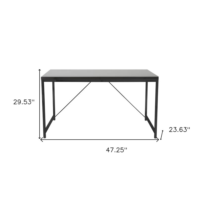 HomeRoots 47" Black Wood and Stainless Steel Writing Desk image number 4