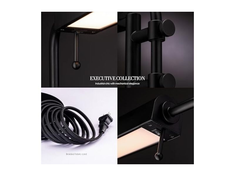 Industrial Desk Lamp LED Adjustable Reading Black Living Room Office image number 1