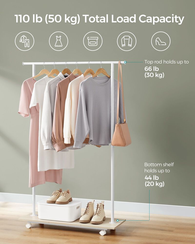 38.8" Wide Clothes Rack with Wheels Adjustable, Rolling Garment Storage Solution