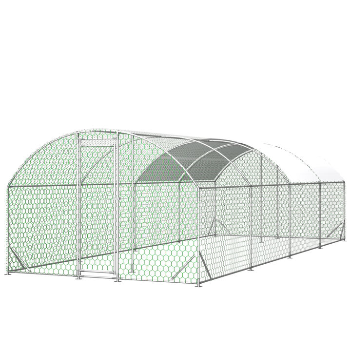 26'x9'x6'Large Metal Chicken Coop,Walk-in Poultry Cage