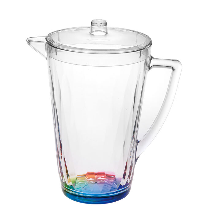 HomeRoots 2.5 Clear and Rainbow Diamond Acrylic Pitcher