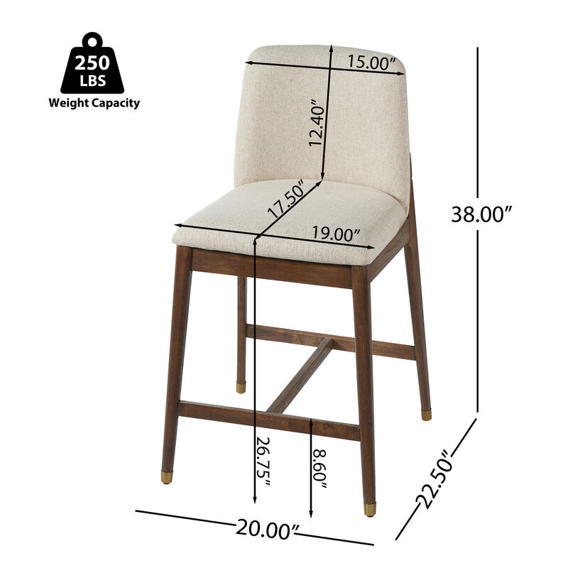 Christopher Knight Home Alexandra Farmhouse Rubberwood Upholstered Counter Stools with Curved Backrest (Set of 4) image number 2
