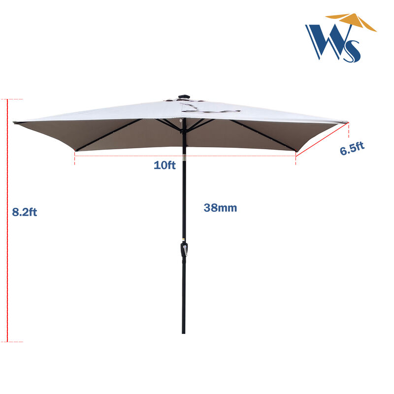 Streamdale Solar LED Patio Umbrella: Crank, Tilt, 10x6.5 ft