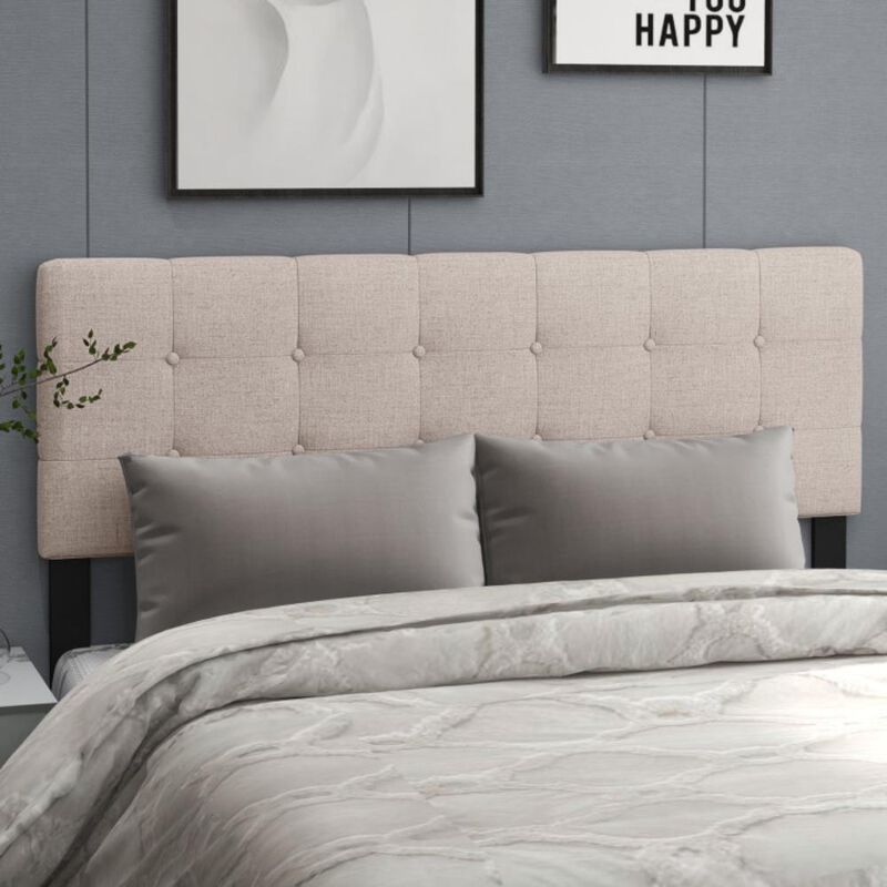 Hivvago Linen Upholstered Headboard with Solid Rubber Wood Legs
