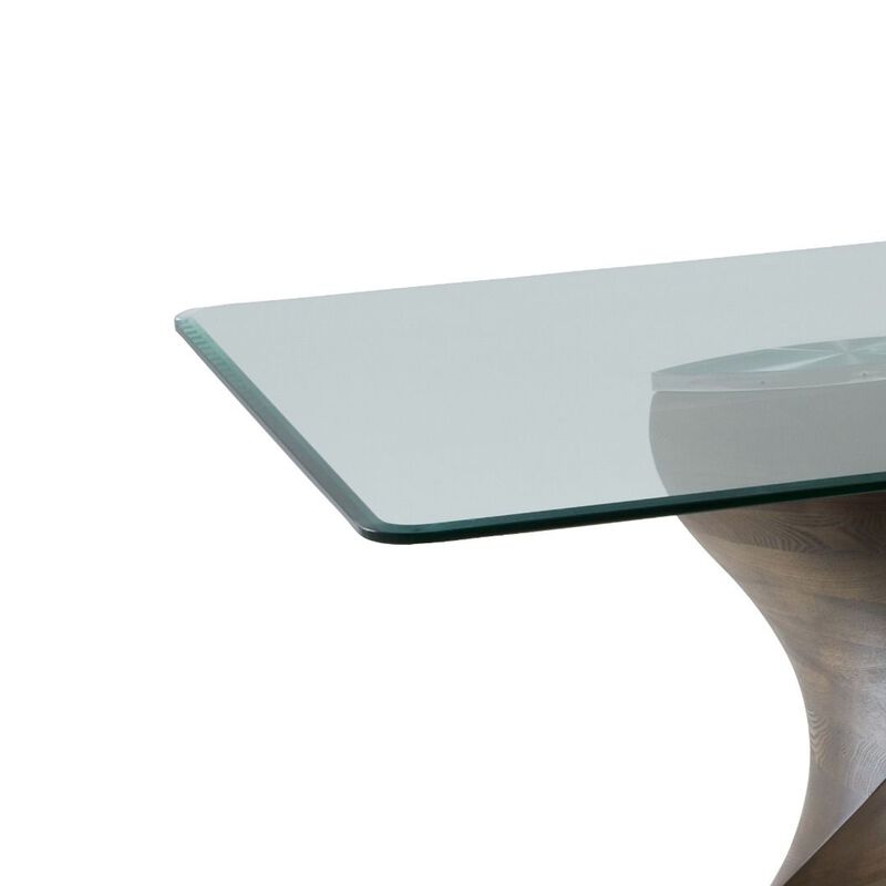 Cid Cleve Dining Table, Gray Wood, 95 Inch Clear Tempered Glass Top image number 4