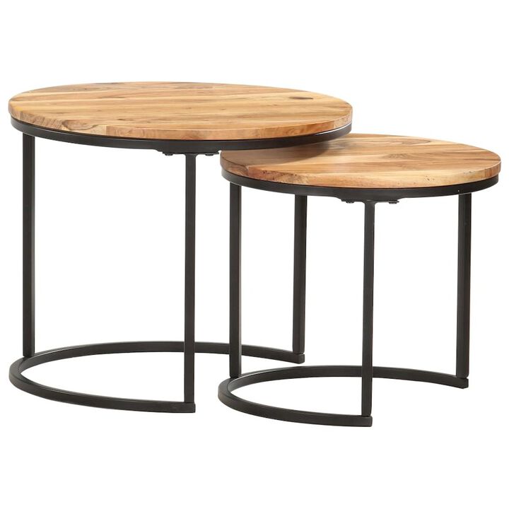 Nesting Table Set of 2 Acacia wood with oil finish