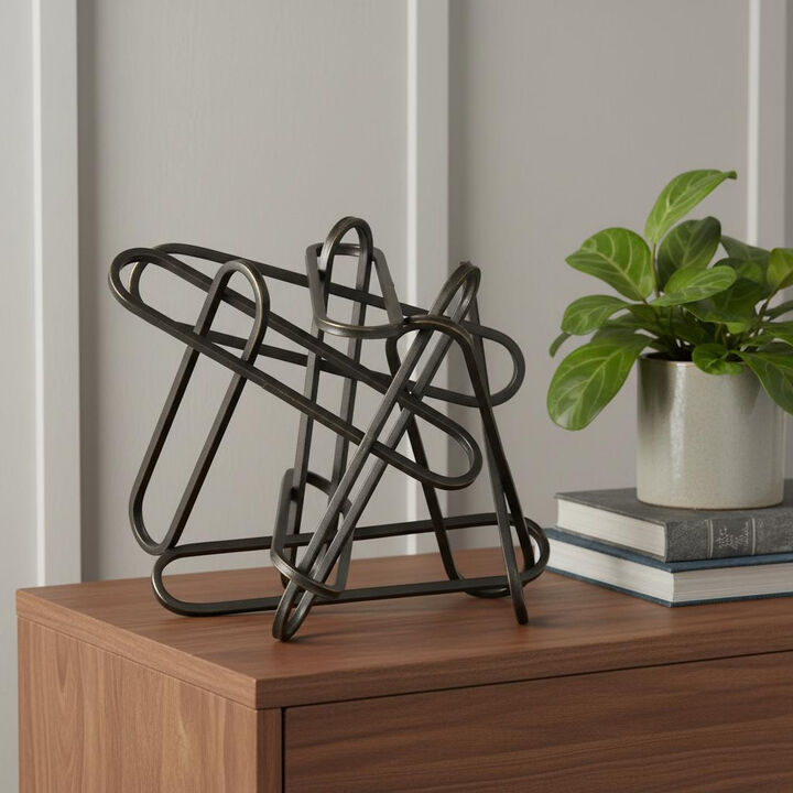 HomeRoots 12" Black Metal Abstract Tabletop Sculpture