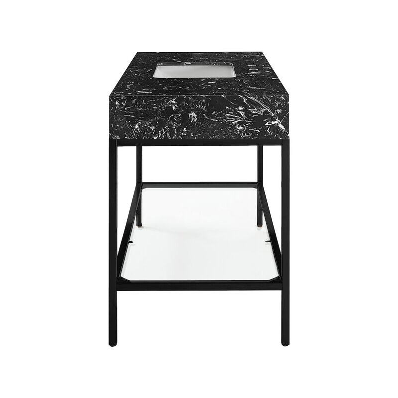 Meridian Furniture Marmo Black Engineered Marble Bathroom Vanity