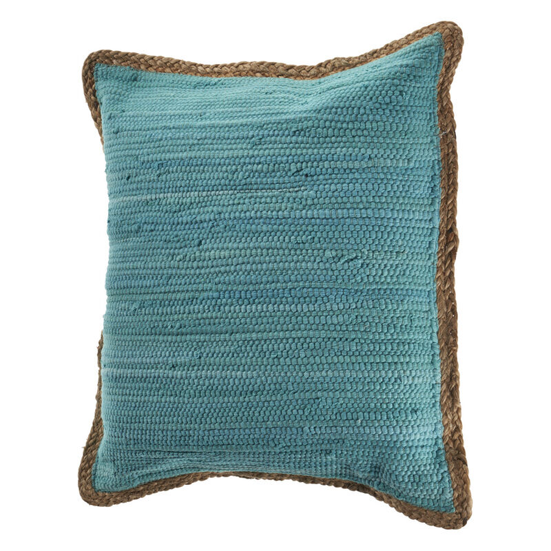 HomeRoots Set of Two 20" Turquoise Cotton And Jute Throw Pillows with Texture image number 4