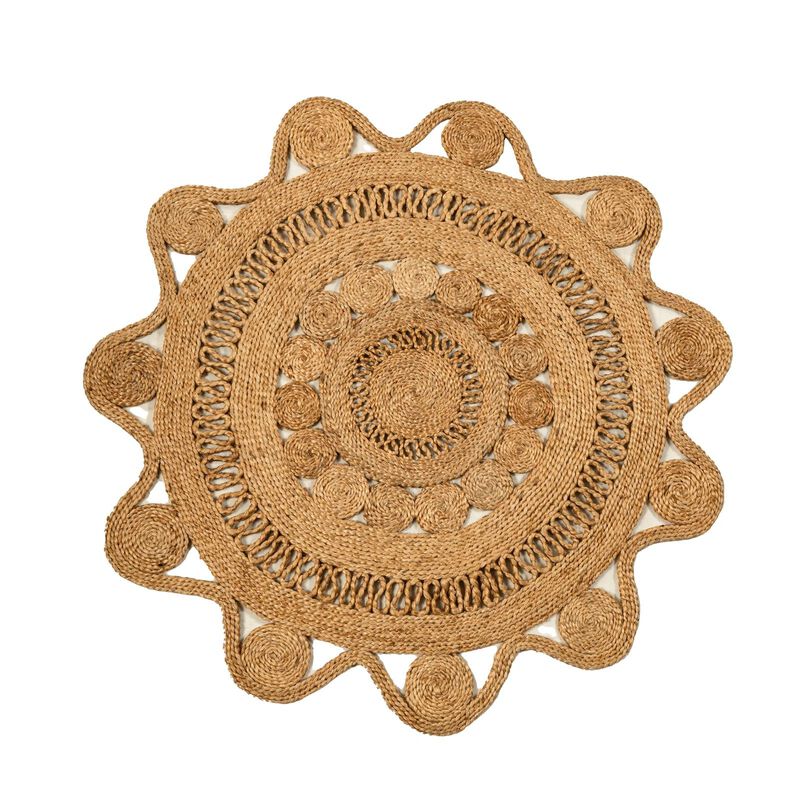 Plain Handwoven Stellar Braided Jute Lace Mat image number 0