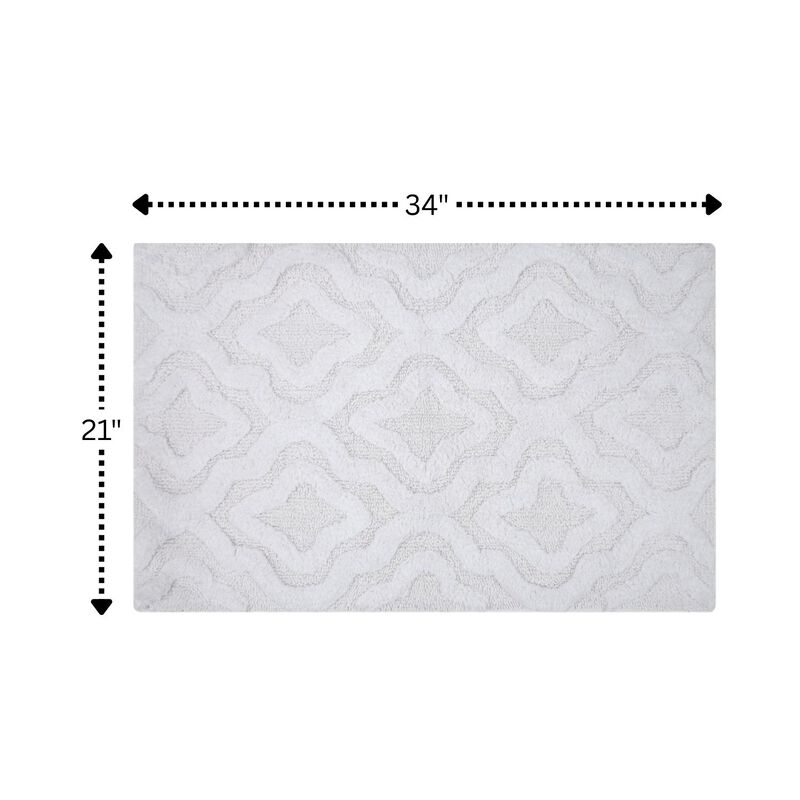 Knightsbridge Link Bath Rug Cotton Non Skid Back - 21x34", White