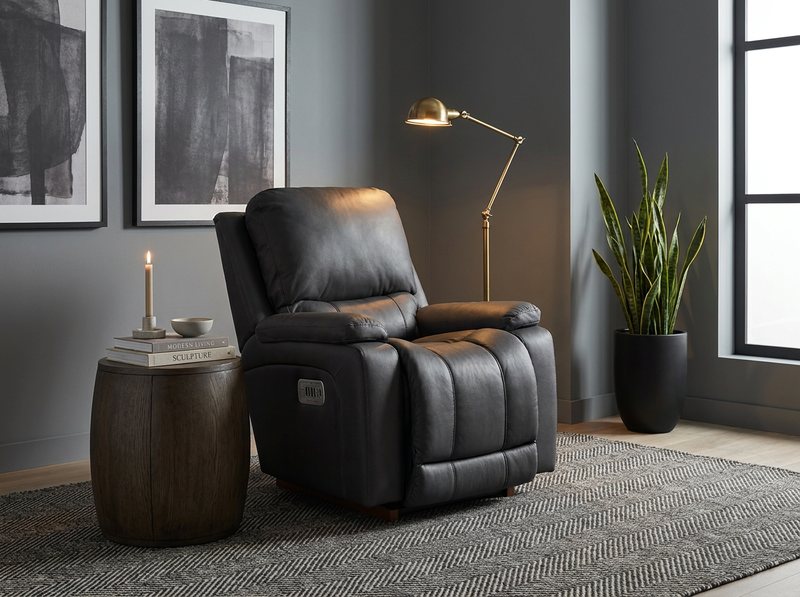 Greyson Coffee Leather Power Rocking Recliner image number 1