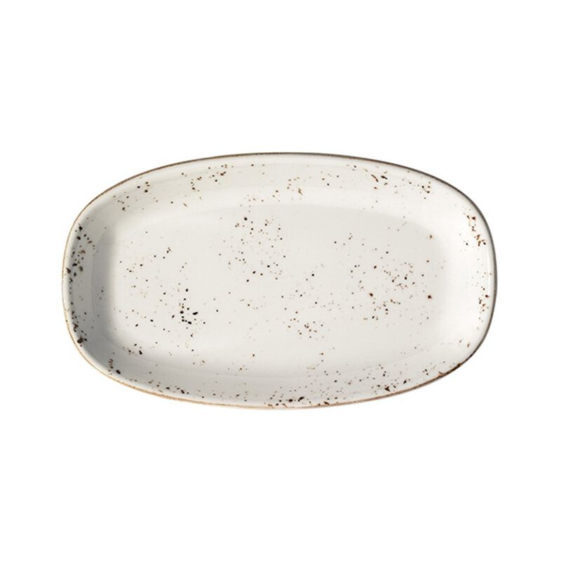 Grain 6" x 3.5" x h:0.75" Oval Decorated Porcelain Platter (Set of 2)