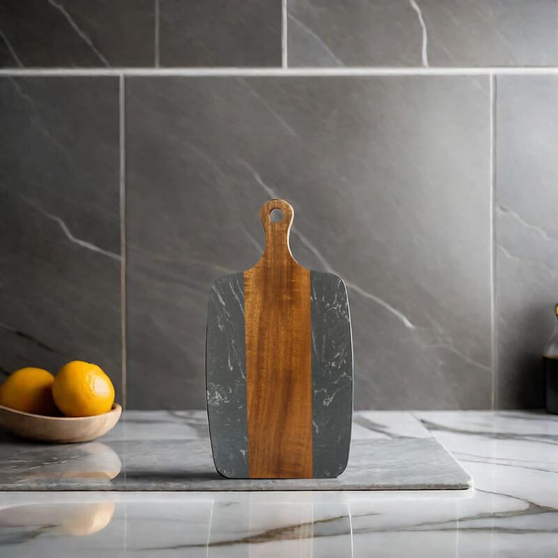 Black Marble and Acacia Wood Center Handled Board image number 1