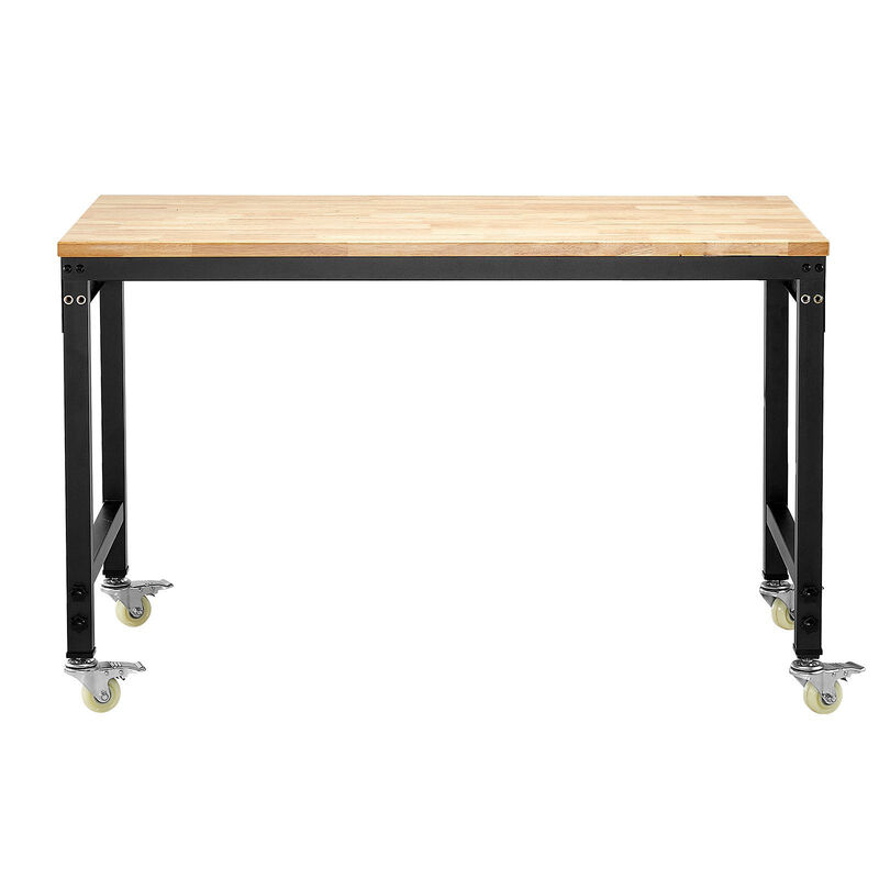Adjustable Workbench with Power Outlet, Pegboard and Wheels Heavy Duty Wood Top image number 0