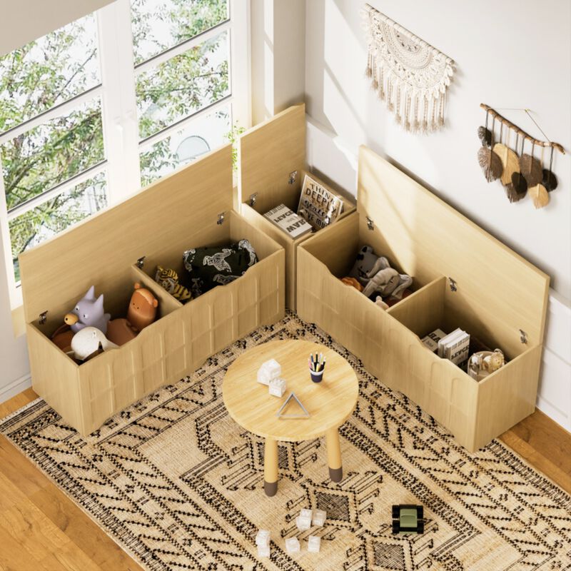 Crewis 3-Piece L-Shaped Wooden Storage Bench image number 2