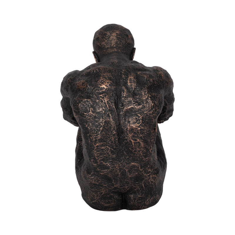 9" Sitting Man, Bronze image number 3