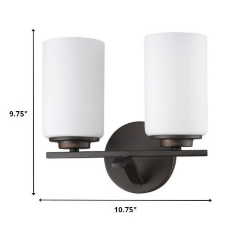 Hivvago Two Light Bronze and Glass Wall Sconce