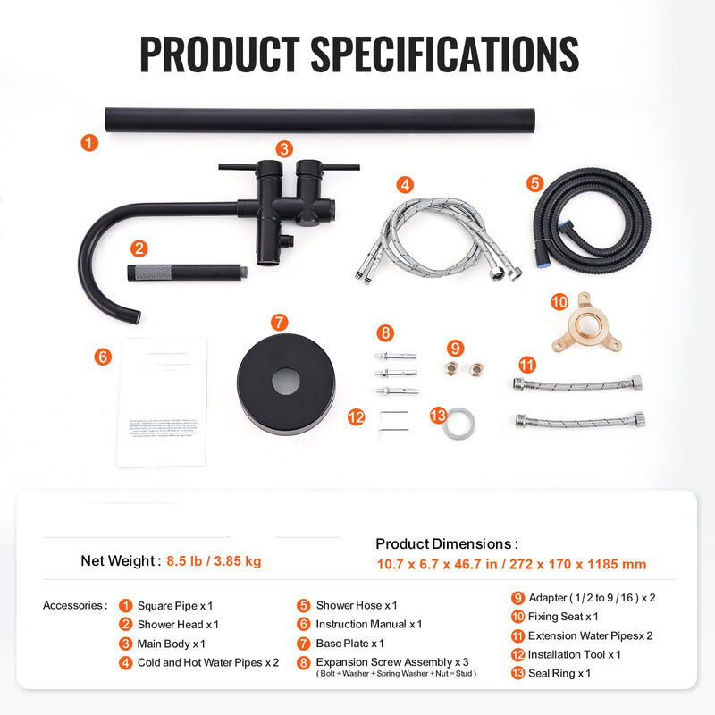 Freestanding Bathtub Faucet Floor Mount Two Water Modes 360° for Bathing