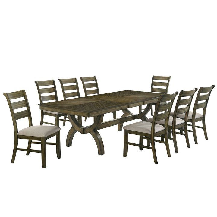 Best Quality Furniture Big 9pc wood dining set with extendable dining table