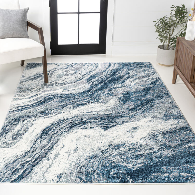 Kassia Contemporary Glam Abstract Marble Area Rug