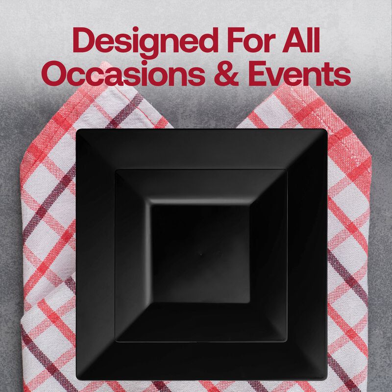 Black Square Plastic Plates Dinnerware Value Set (40 Sets) image number 7