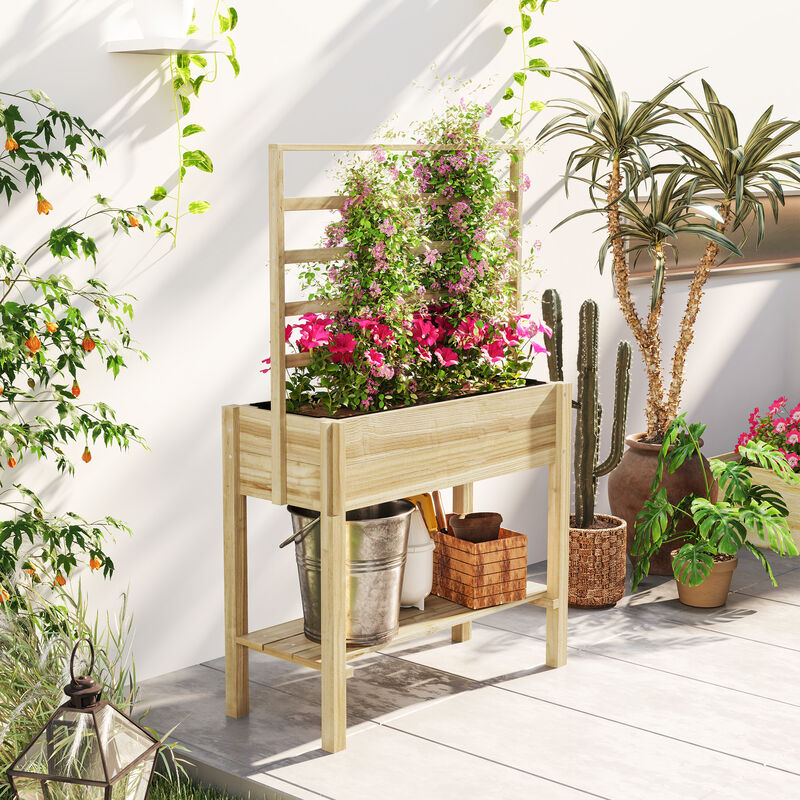 Hivvago Wooden Trellis Planter Box for Flowers and Herbs image number 7
