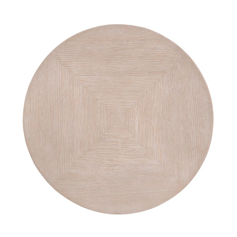 Round Grained Wooden Frame End Table with Metal, Large, Brown and Gray-Benzara