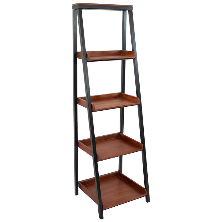 Sunnydaze Indoor 4-Shelf Acacia Wood Ladder Bookshelf - 59.75" H