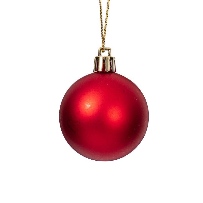 Vickerman Red Ornament Ball Set Shiny and Matte Finish, Includes 50 Per Box, 1.5 to 2-Inch Variety - Ready to Hang - Variety of Finishes image number 2