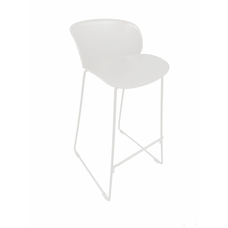 Sia 30 Inch Barstool Chair Set of 2, Curved Back, Square White Metal Legs - Benzara