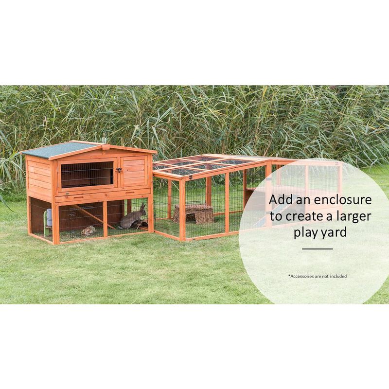 TRIXIE Weatherproof Outdoor X-Large Wooden Small Animal Cage and Run with Hinged Roof image number 1