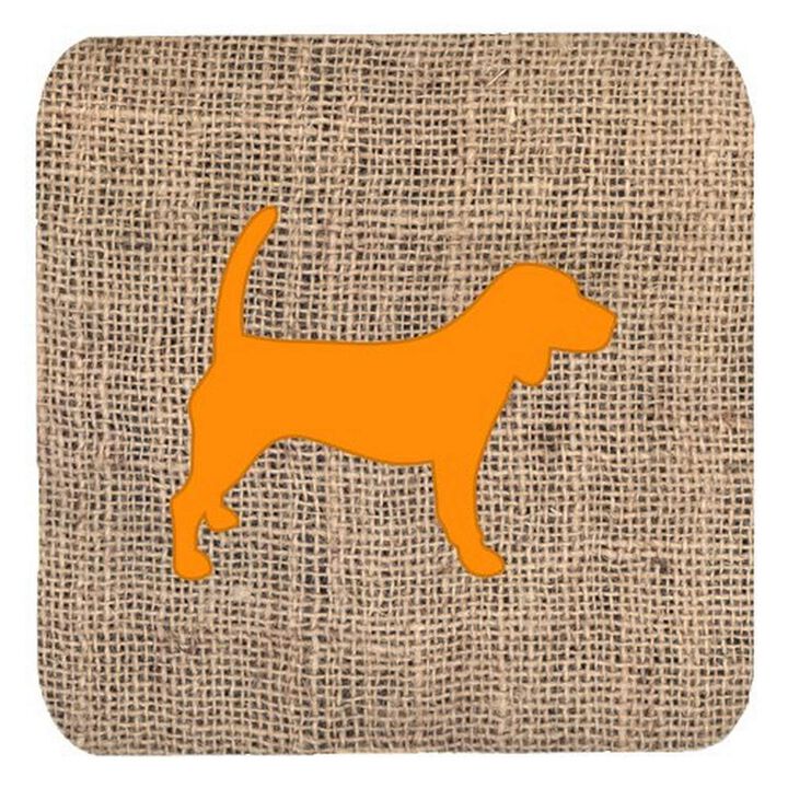 Caroline's Treasures BB1087-BL-OR-FC Beagle Burlap and Orange Foam Coasters (Set of 4), 3.5 H x 3.5 W, Multicolor