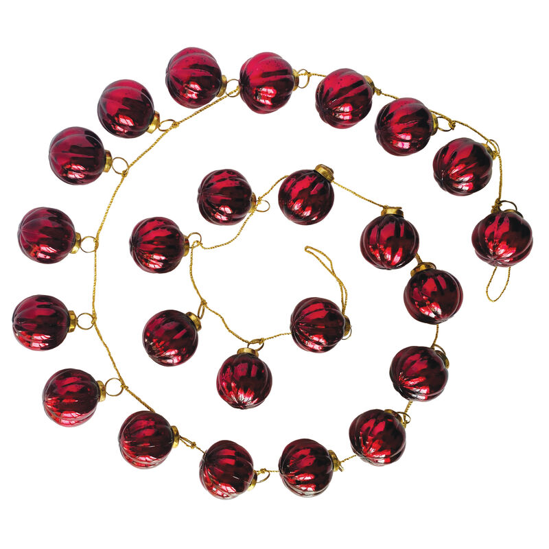 Burgundy Mercury Glass Embossed Garland with Iron Detail image number 0