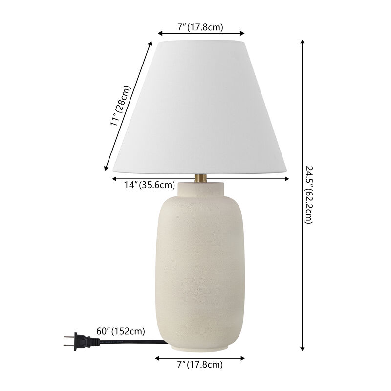 Elinore 24.5" Minimalist Scandinavian Resin/Iron Ginger Jar LED Table Lamp