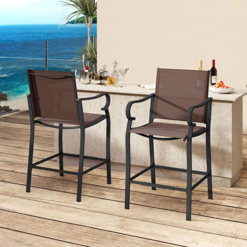 Hivvago Outdoor Counter Height Bar Stools with Breathable Mesh Fabric