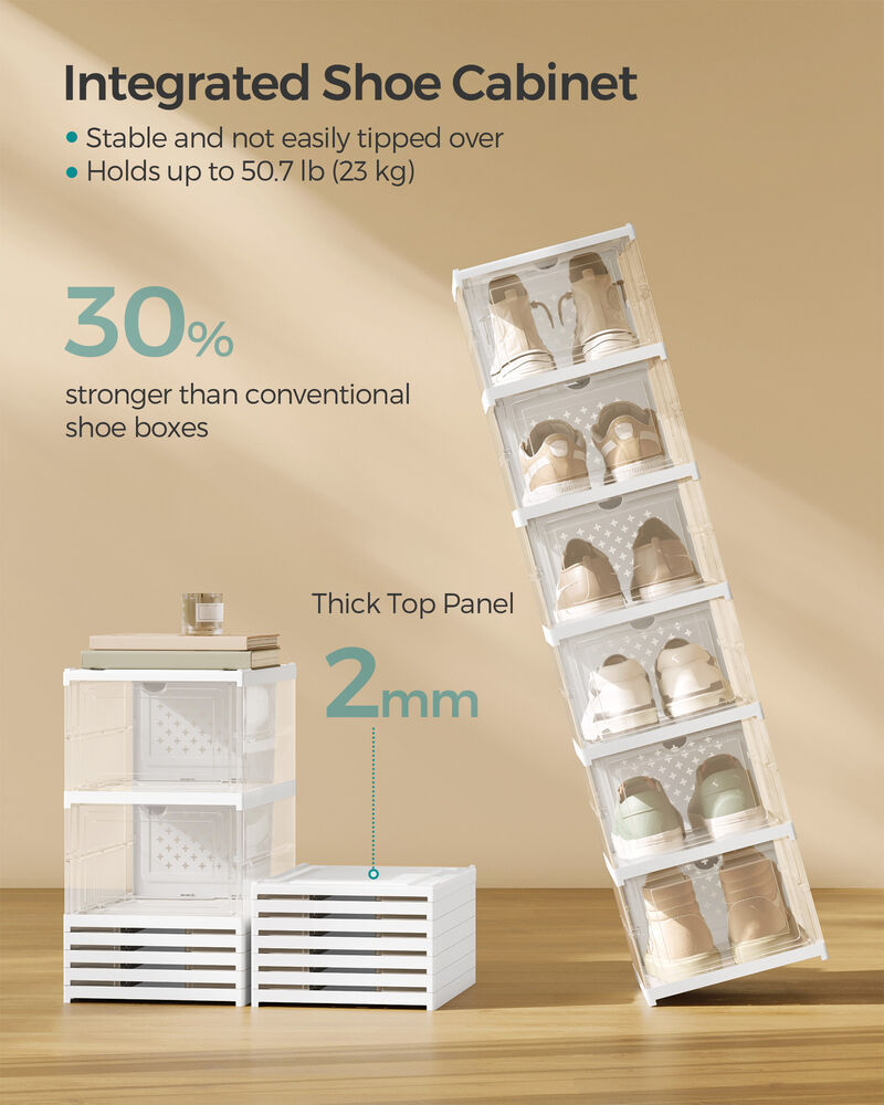 Pack of 12 Stackable Shoe Boxes Transparent image number 3