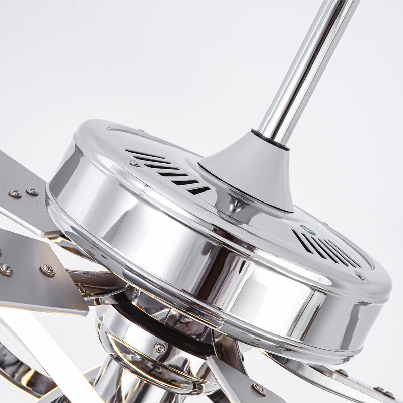 52-Inch Modern Chrome Integrated LED Ceiling Fan with Light and Remote Control