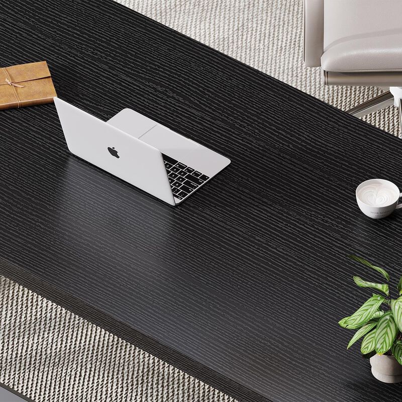 Top True Wood Computer Desk, Modern Writing Desk with Metal Legs for Home Office image number 4