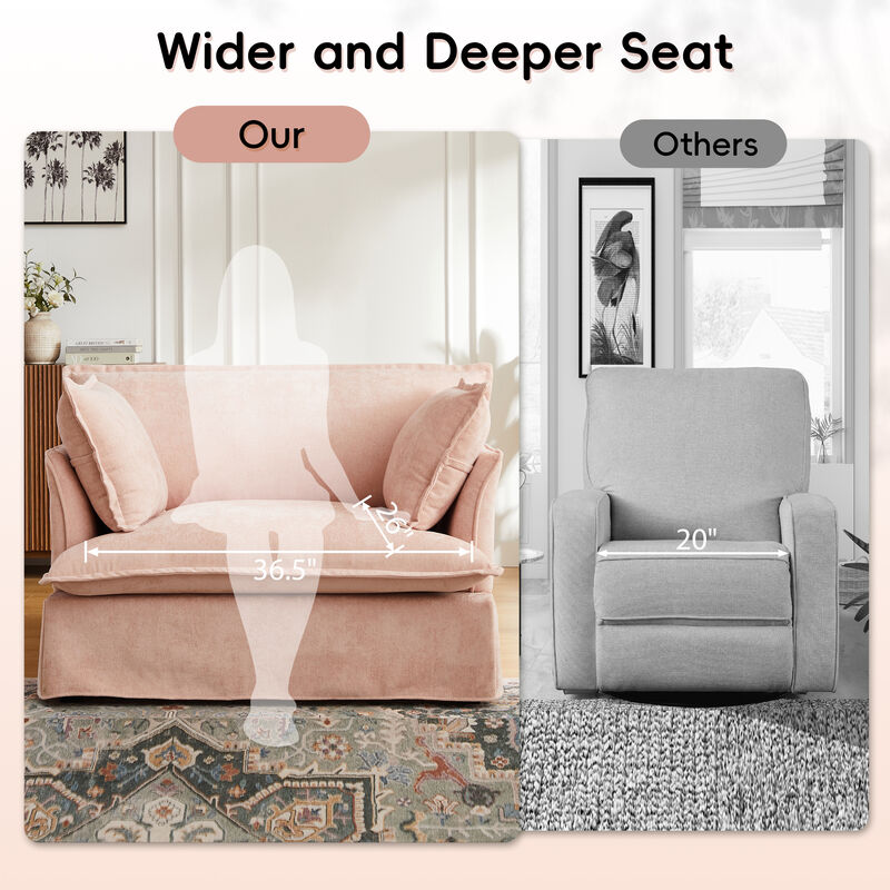 Merax Modern Chenille Upholstered Armchair with Integrated Charging Ports image number 5