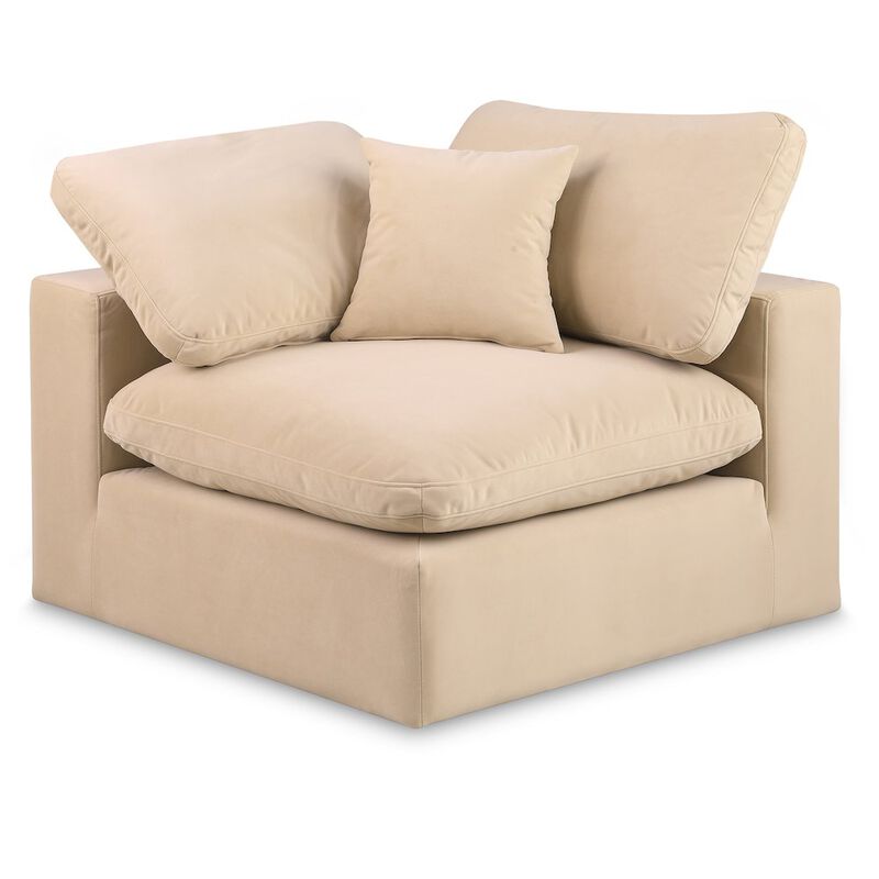 Meridian Furniture Comfy Beige Velvet Modular Corner Chair