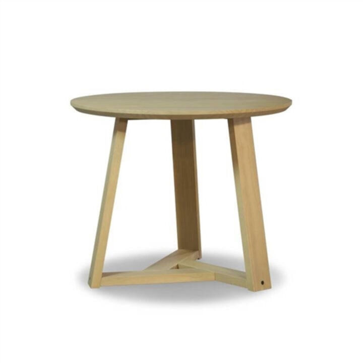 Scandinavian Round Wooden Dining Table – Compact Blonde Wood Table for Kitchen