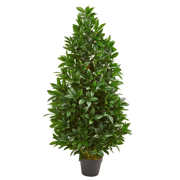 HomPlanti 4 Feet Bay Leaf Artificial Topiary Tree UV Resistant (Indoor/Outdoor)