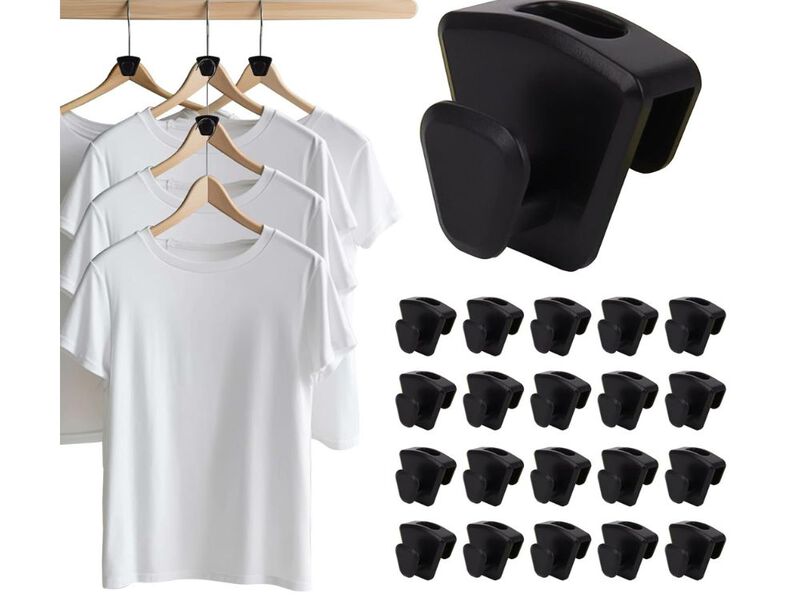60-Pack Space-Saving Hanger Hooks  Black Plastic Triangle Hangers for Closet image number 0